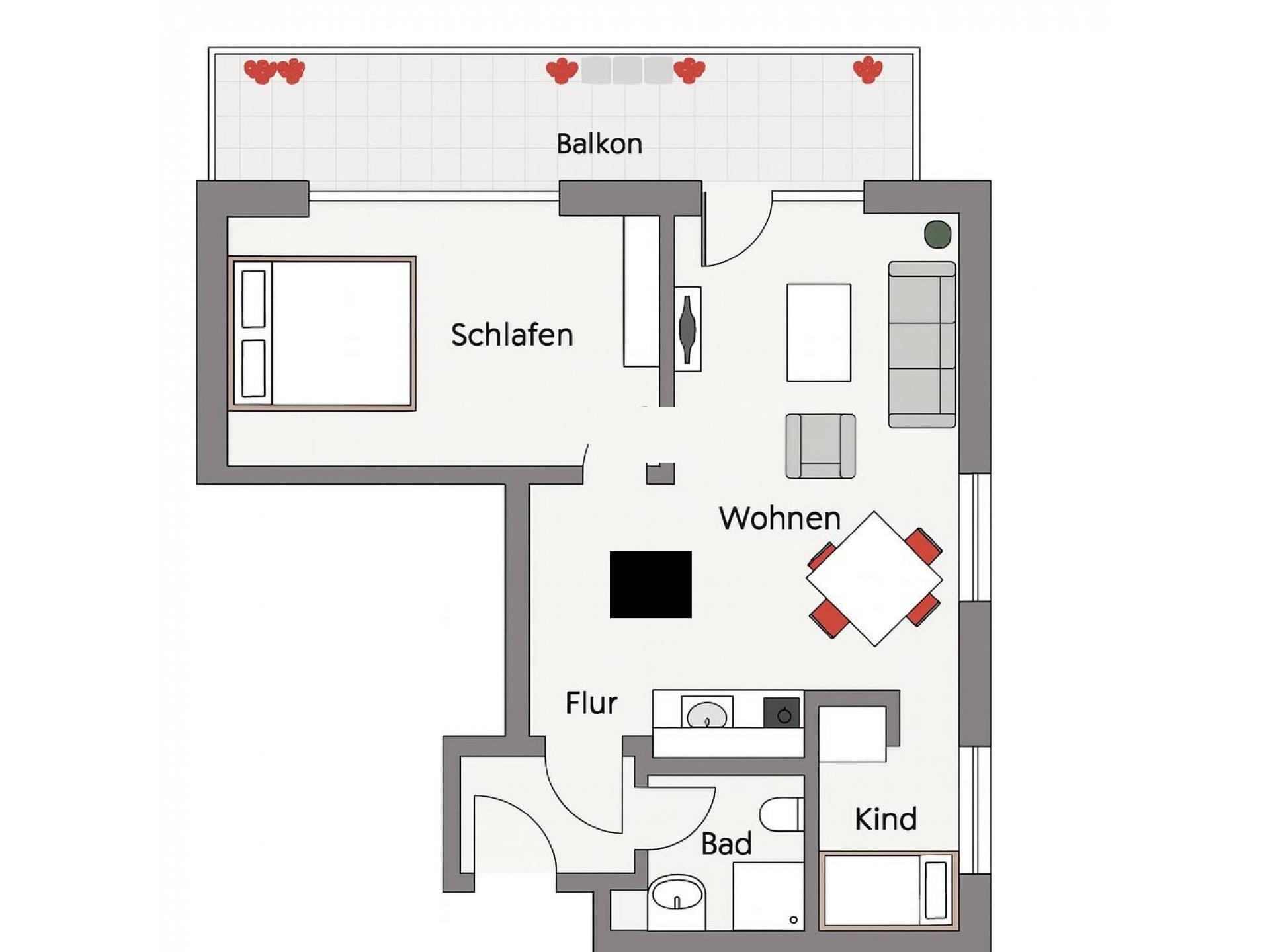Ferienwohnung  NW 27 mit Balkon zur S&uuml;dseite Foto 12
