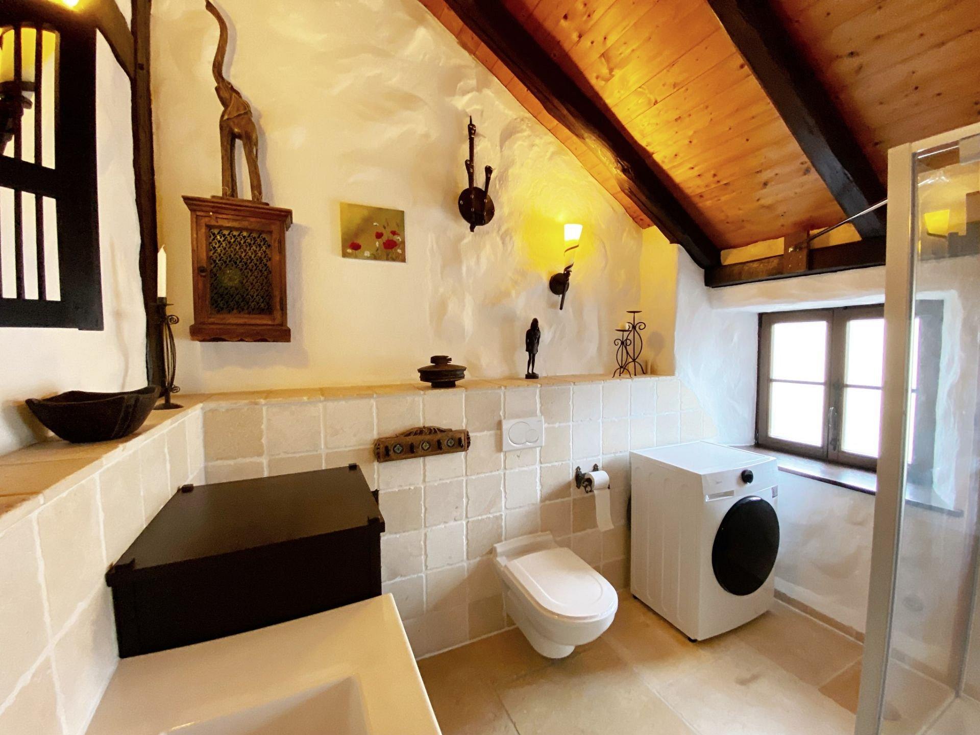 Waschtrockner und WC