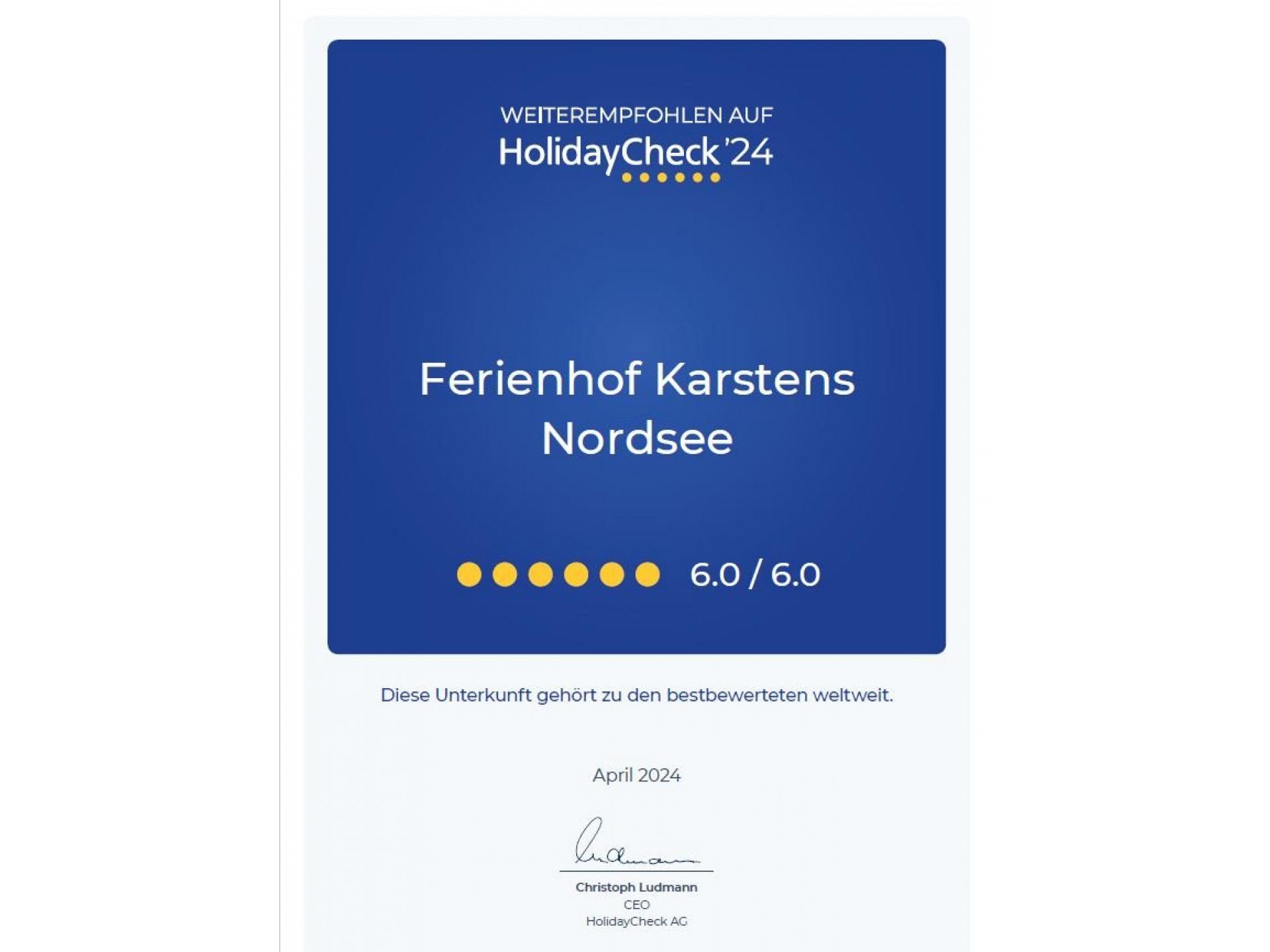 HolidayCheck Urkunde